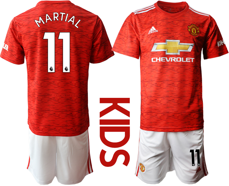 Youth 2020-2021 club Manchester United home #11 red Soccer Jerseys